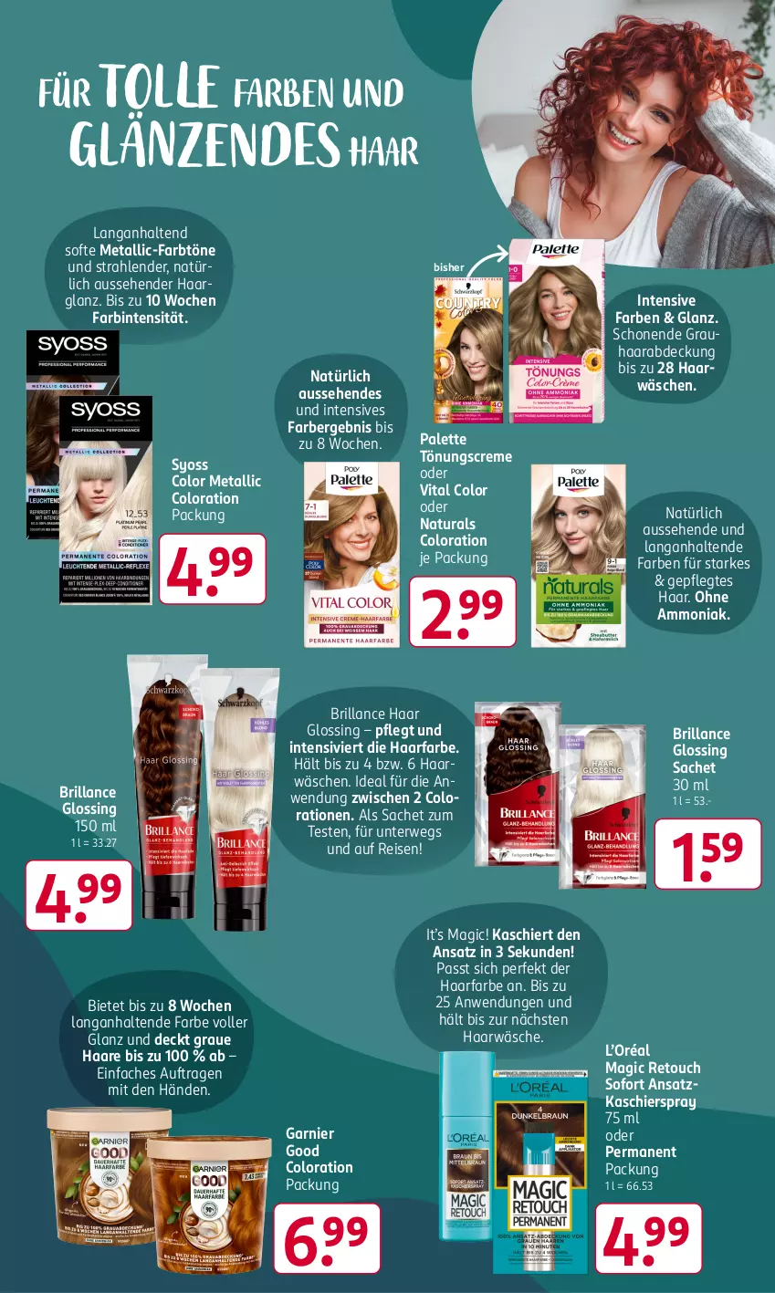 Aktueller Prospekt Rossmann - Prospekte - von 13.05 bis 17.05.2024 - strona 16 - produkty: brillance, Colorationen, creme, eis, garnier, natur, natura, Palette, reis, rwe, sac, syoss, Ti, vita, Yo