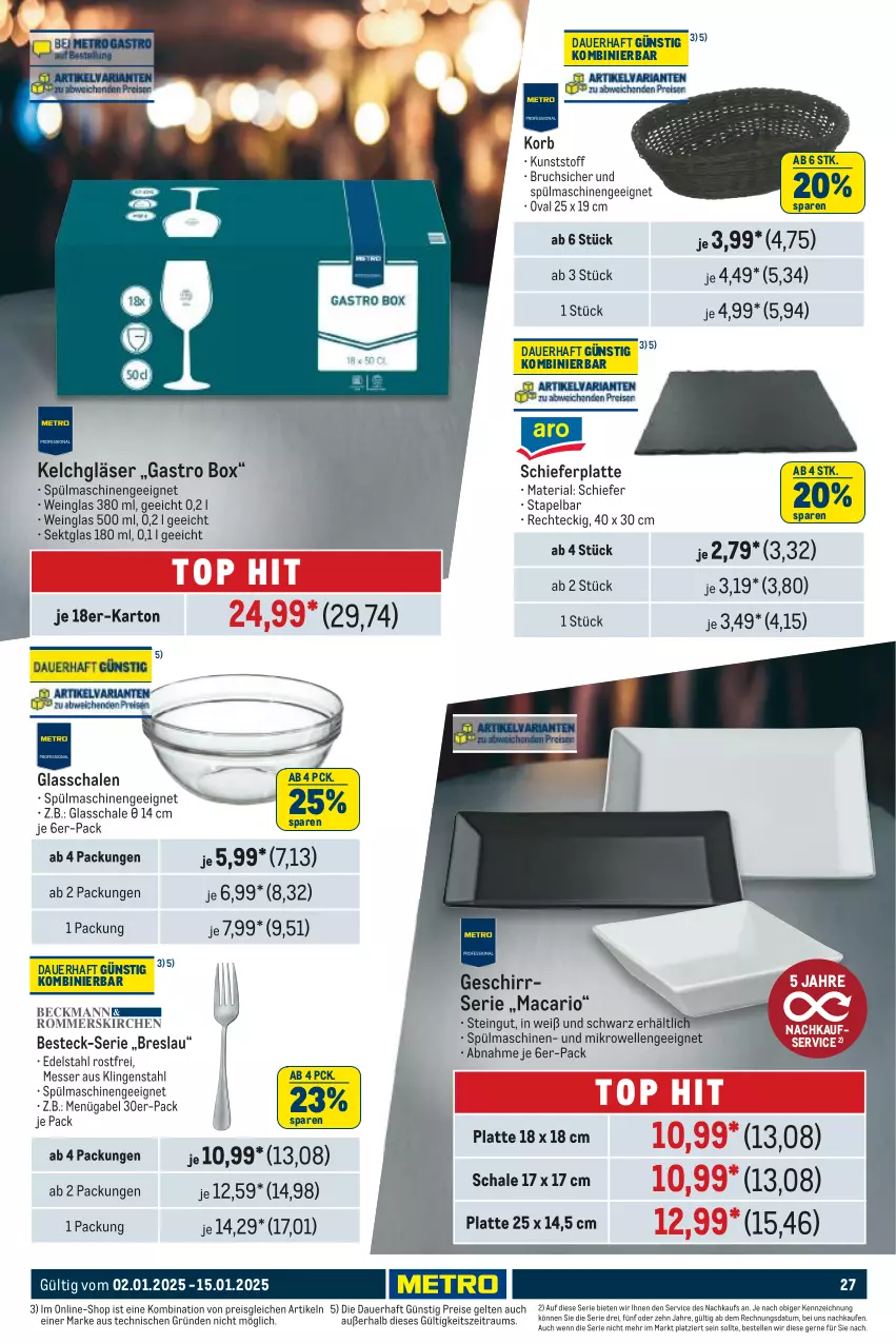 Aktueller Prospekt Metro - GastroJournal - von 02.01 bis 15.01.2025 - strona 27 - produkty: auer, besteck, edelstahl, eis, elle, gabel, geschirr, Geschirrserie, Gläser, korb, latte, mac, messer, mikrowelle, reis, Ria, Schal, Schale, sekt, spülmaschinen, Ti, wein