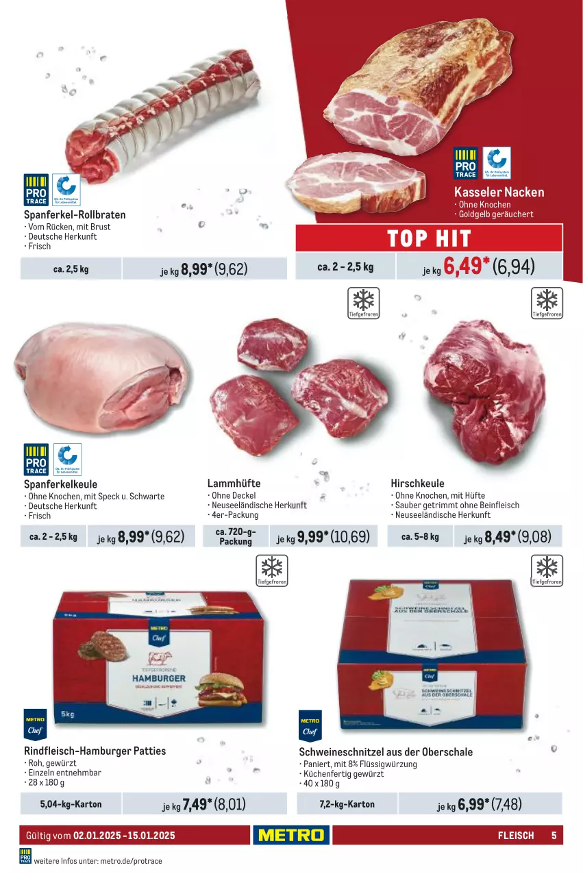 Aktueller Prospekt Metro - GastroJournal - von 02.01 bis 15.01.2025 - strona 5 - produkty: braten, burger, decke, Deckel, eis, fleisch, gewürz, hamburger, kasseler, küche, Küchen, lamm, Metro, rind, rindfleisch, rollbraten, Schal, Schale, schnitzel, schwein, schweine, schweineschnitzel, Speck, Ti, wein, weine