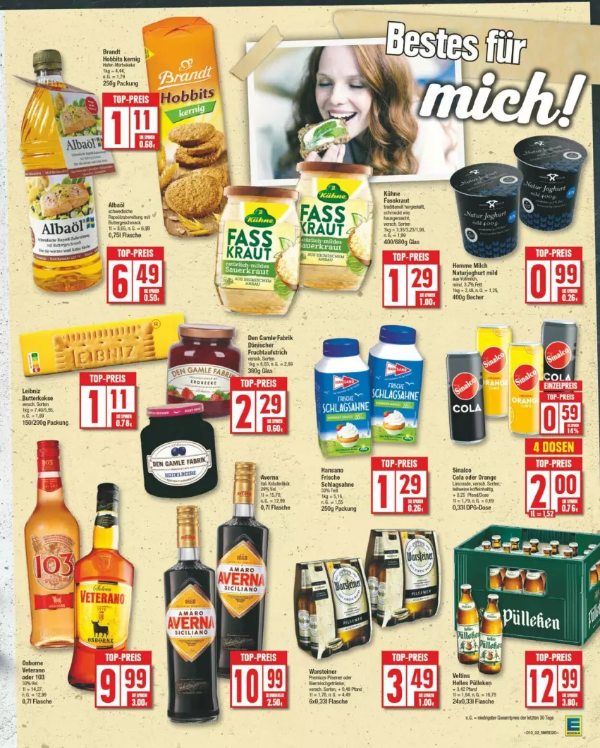 Aktueller Prospekt Edeka - Prospekte - von 04.03 bis 09.03.2024 - strona 3 - produkty: amaro, Becher, beere, cola, elle, flasche, Germ, heidelbeere, joghur, joghurt, joghurt mild, Kraut, Kühne, leibniz, mac, milch, natur, naturjoghurt, orange, sinalco, Ti, veltins