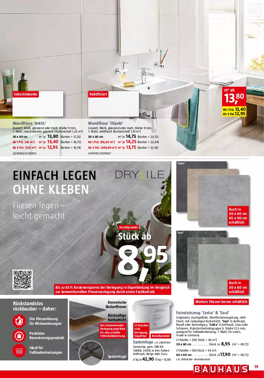 Aktueller Prospekt Bauhaus - Prospekte - von 28.01 bis 25.02.2023 - strona 20 - produkty: Bau, bodenfliese, eis, elle, feinsteinzeug, Germ, Heizungen, lamm, mac, Palette, Schal, Ti, Zement