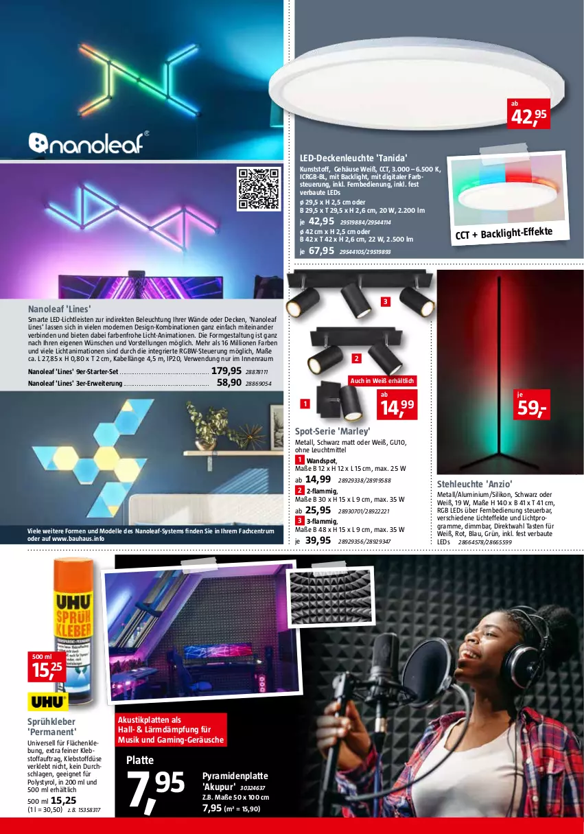 Aktueller Prospekt Bauhaus - Prospekte - von 28.01 bis 25.02.2023 - strona 8 - produkty: Bau, beleuchtung, binden, decke, deckenleuchte, dell, eis, elle, fernbedienung, kleber, lamm, latte, led-deckenleuchte, led-licht, leds, Leuchte, leuchtmittel, lion, Mode, rum, rwe, stehleuchte, Ti