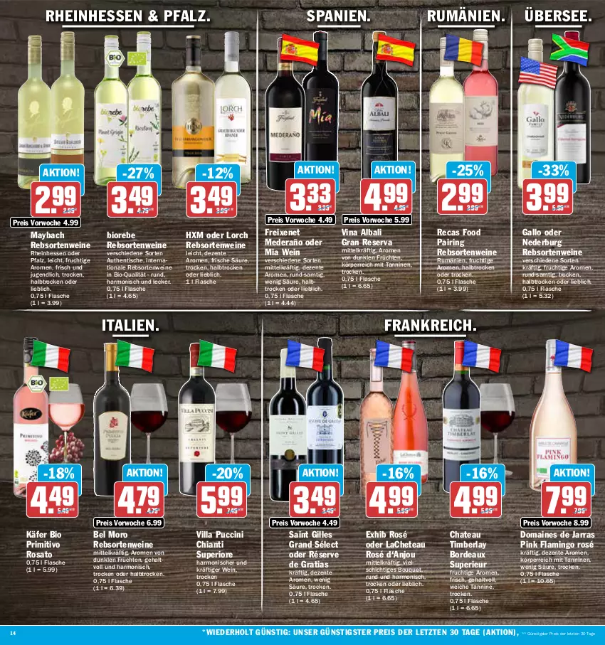 Aktueller Prospekt Aez - Prospekte - von 08.05 bis 13.05.2023 - strona 14 - produkty: bio, chateau, chia, chianti, cin, eis, ente, flasche, freixenet, frucht, früchte, früchten, gallo, käfer, maybach, nederburg, primitivo, rebsortenweine, reis, ring, rosato, rum, Ti, tisch, wein, weine, ZTE