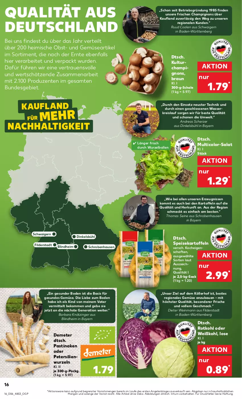 Aktueller Prospekt Kaufland - Prospekt - von 08.02 bis 14.02.2024 - strona 16 - produkty: angebot, asti, Bad, ball, Bau, beko, braun, champignon, champignons, eis, ente, kartoffel, kartoffeln, mac, obst, petersilie, reis, rotkohl, sac, salat, Schal, Schale, Ti, und gemüse, wasser, wein, Weißkohl, ZTE