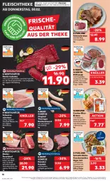 Gazetka promocyjna Kaufland - Prospekt - Gazetka - ważna od 14.02 do 14.02.2024 - strona 18 - produkty: angebot, beef, braten, bratwurst, champignon, champignons, eis, elle, fleisch, geschnetzeltes, gewürz, gin, grill, hüftsteak, ideal zum braten, jungbullen, Käse, kasseler, kochschinken, kotelett, küche, natur, original thüringer, purland, rind, rinder, Rinderroulade, rinderrouladen, ring, roastbeef, rostbratwurst, rouladen, saft, schinken, Schmelzkäse, schmelzkäsezubereitung, schmorbraten, schnitten, schnitzel, schwamm, schwein, schweine, steak, thüringer rostbratwurst, Ti, wein, weine, wiener, wurst, Zelt, ZTE