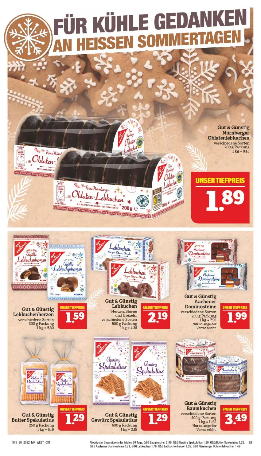 Aktueller Prospekt Marktkauf - Prospekt - von 04.09 bis 10.09.2022 - strona 15 - produkty: Bau, Berger, brezel, Brezeln, butter, deka, Dominosteine, eis, gewürz, GPS, kuchen, Lebkuchen, nürnberger, Oblaten, reis, Ti, ZTE