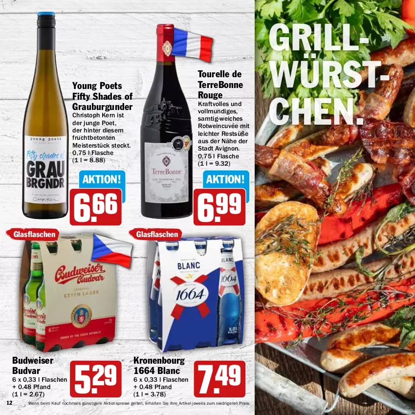 Aktueller Prospekt Hit - Wochenprospekt - von 19.05 bis 14.06.2025 - strona 12 - produkty: aktionspreis, budweiser, burgunder, cuvée, eis, elle, flasche, frucht, glasflasche, grauburgunder, grill, kraft, krone, Meister, reis, rel, rotwein, rouge, Ti, wein, würstchen, Yo