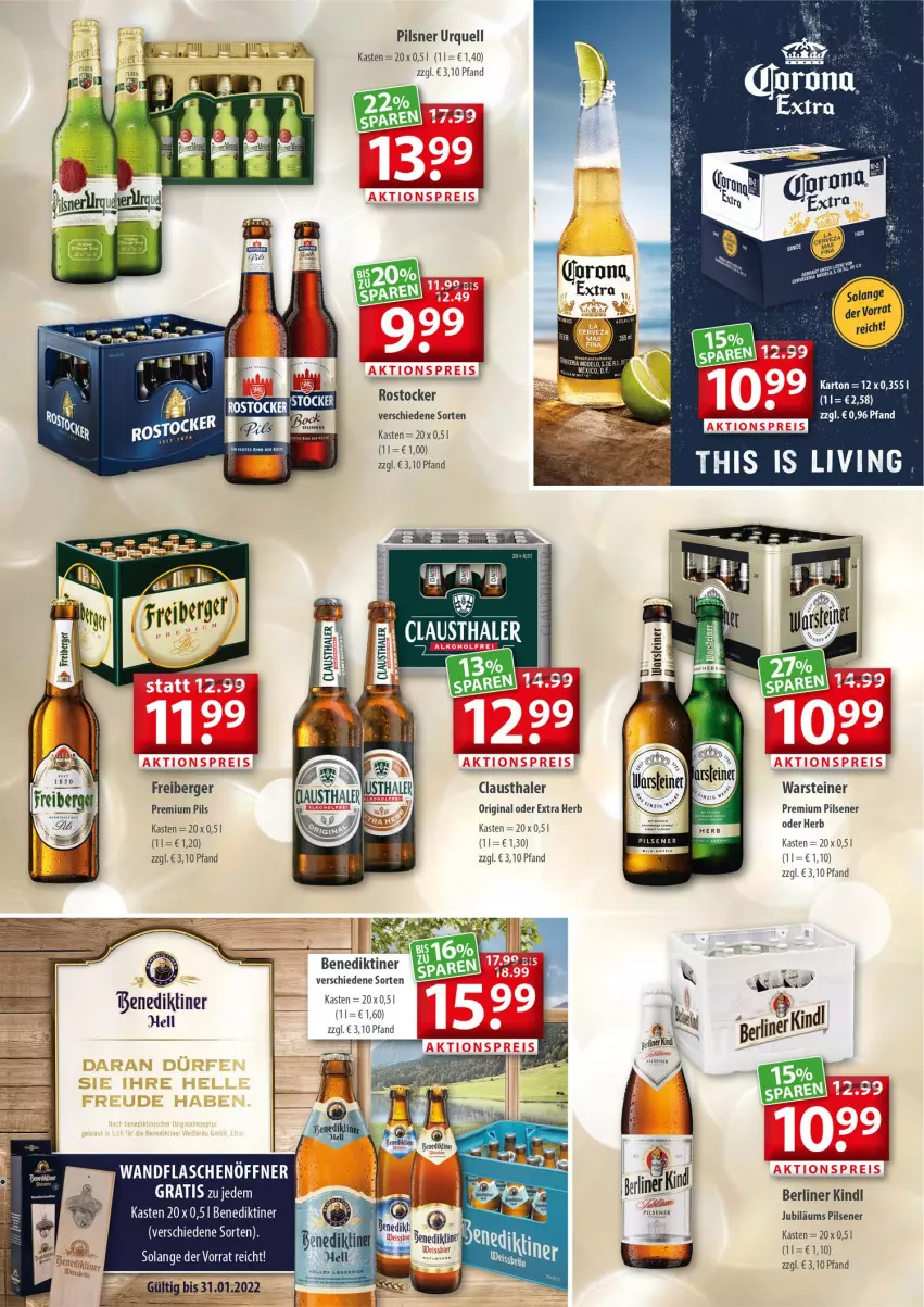 Aktueller Prospekt Getraenkeland - von 27.12.2021 bis 08.01.2022 - strona 2 - produkty: aust, Benediktiner, Berger, berliner, berliner kindl, clausthaler, eis, flasche, flaschenöffner, Freiberger, gin, Jubiläums, pils, pilsener, pilsner, pilsner urquell, premium pils, reis, Rostocker, steiner, Ti, warsteiner