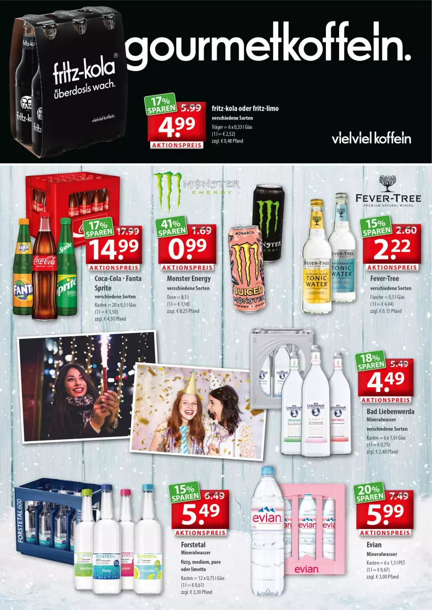 Aktueller Prospekt Getraenkeland - von 27.12.2021 bis 08.01.2022 - strona 5 - produkty: Alwa, Bad, Bad Liebenwerda, coca-cola, cola, eier, Elvie, fanta, fever-tree, flasche, Forstetal, fritz, fritz-kola, limette, limo, Mett, mineralwasser, Mixer, monster, Monster Energy, natur, natura, sprite, tonic, wasser