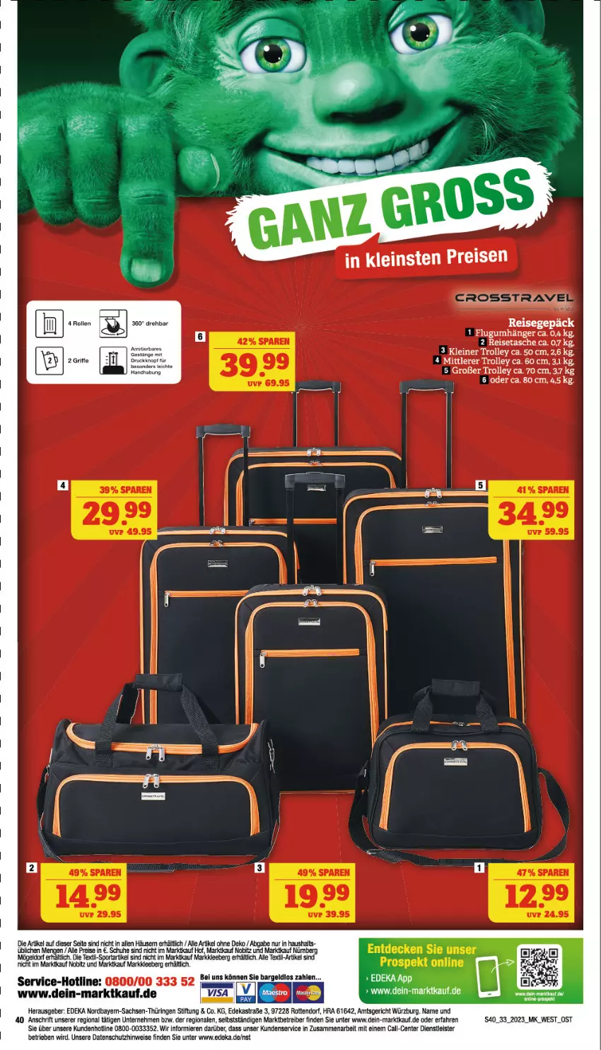 Aktueller Prospekt Marktkauf - Prospekt - von 13.08 bis 19.08.2023 - strona 40 - produkty: Astra, deka, eis, ente, leine, reis, reisetasche, ring, sac, schuhe, Tasche, Ti, Tofu, trolley