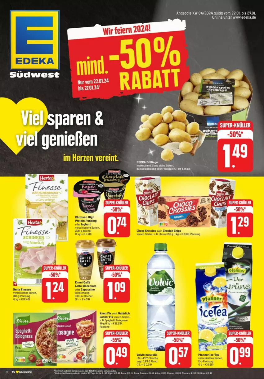 Aktueller Prospekt Edeka - Prospekte - von 20.01 bis 27.01.2024 - strona 1 - produkty: angebot, angebote, deka, eier, ente, schinken, südwest, Ti