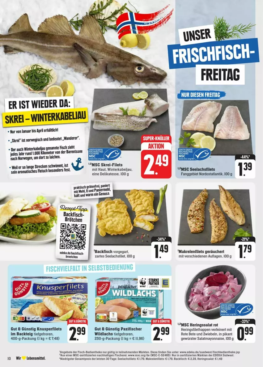 Aktueller Prospekt Edeka - Prospekte - von 20.01 bis 27.01.2024 - strona 14 - produkty: angebot, angebote, backfisch, brötchen, deka, filet, filets, fisch, fische, Fischer, gewürz, hering, Herings, lachs, lachsfilet, lachsfilets, Makrele, Makrelenfilets, mayonnaise, mehl, nuss, pril, rel, ring, rote bete, rwe, salat, Schere, seelachsfilet, Ti, tisch, Wild, wildlachs, Yo, ZTE, zwiebel, zwiebeln