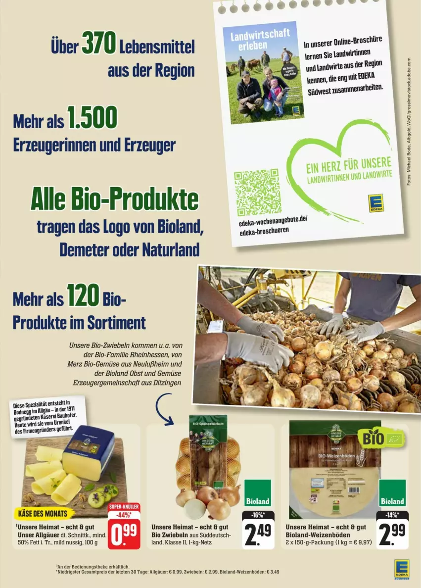 Aktueller Prospekt Edeka - Prospekte - von 20.01 bis 27.01.2024 - strona 7 - produkty: angebot, angebote, Bau, bio, Bio-Gemüse, bioland, eis, Heu, Käse, lebensmittel, LG, natur, naturland, nuss, obst, Obst und Gemüse, reis, sim, südwest, Ti, und gemüse, ZTE, zwiebel, zwiebeln