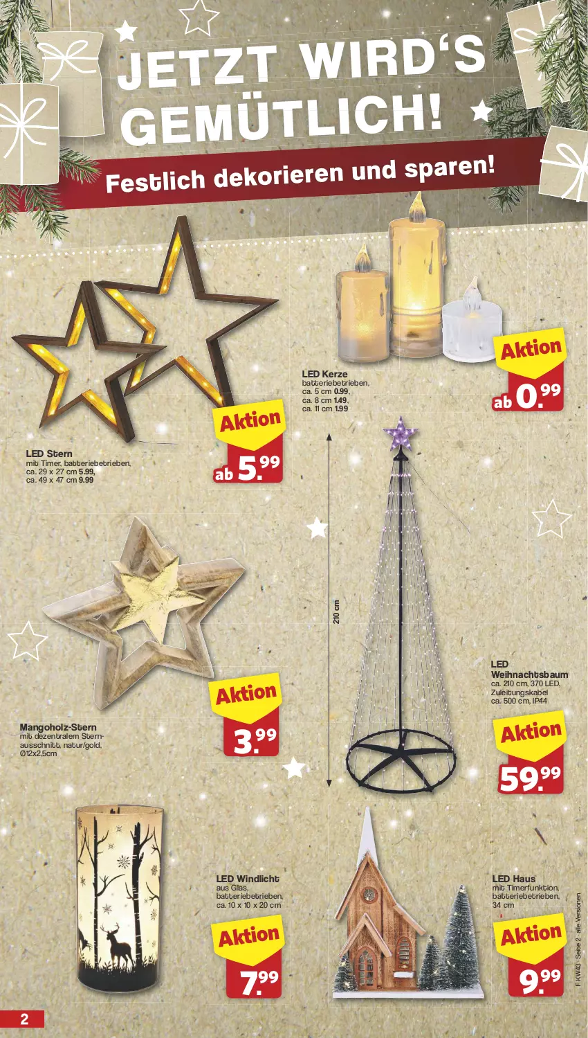 Aktueller Prospekt Famila - Prospekte - von 21.10 bis 26.10.2024 - strona 2 - produkty: batterie, Bau, Holz, kerze, LED Windlicht, mango, natur, Ti, timer, Weihnachtsbaum, windlicht