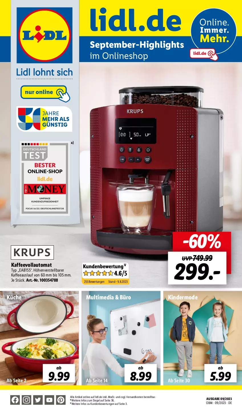 Aktueller Prospekt Lidl - Aktuelle Onlineshop-Highlights - von 01.09 bis 30.09.2023 - strona 1 - produkty: auto, kaffee, kaffeevollautomat, Kinder, küche, Mode, ndk, Ti