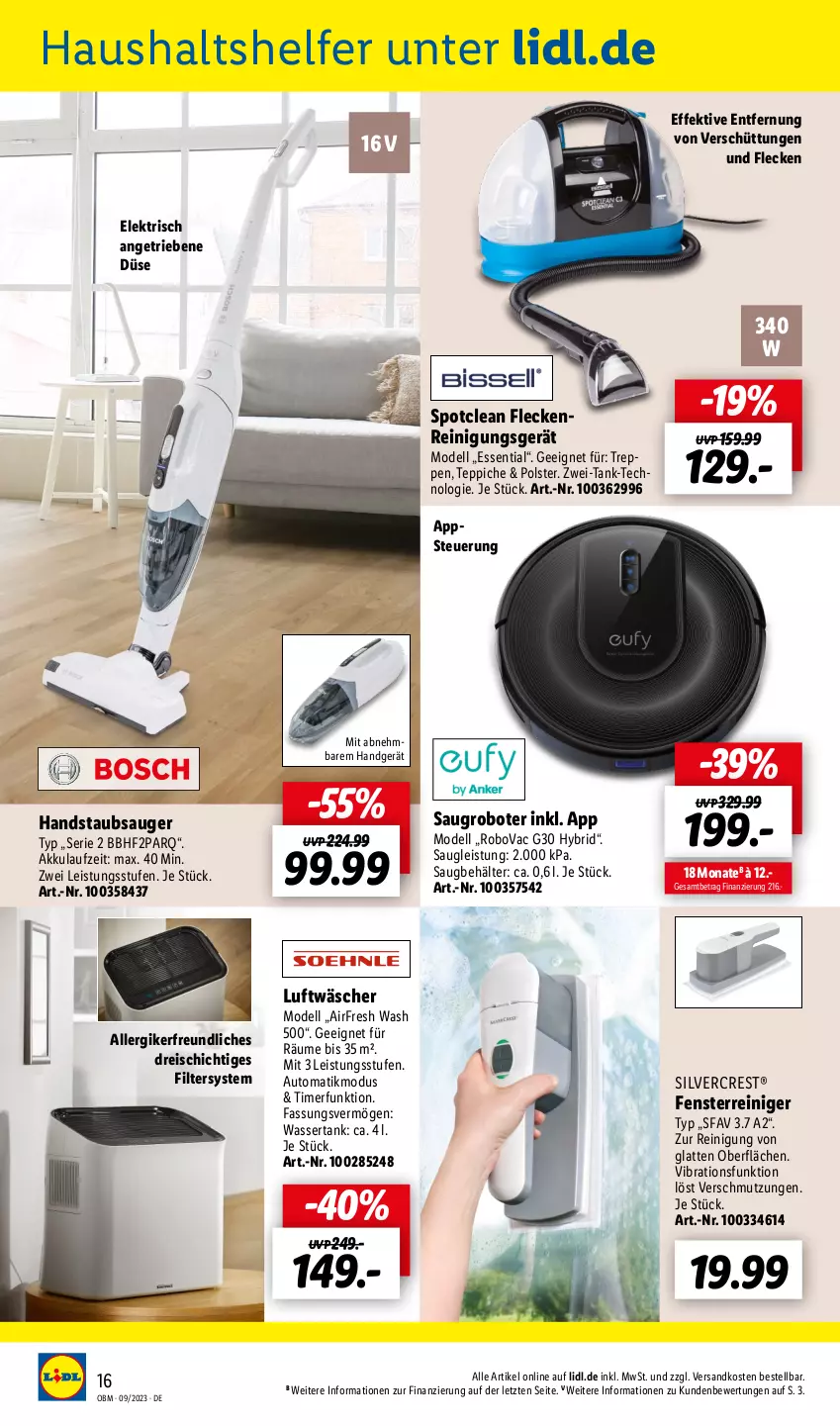 Aktueller Prospekt Lidl - Aktuelle Onlineshop-Highlights - von 01.09 bis 30.09.2023 - strona 16 - produkty: akku, auto, Behälter, dell, eis, fenster, handstaubsauger, latte, Luftwäscher, Mode, ndk, reiniger, Reinigung, reis, Saugroboter, silvercrest, staubsauger, teppich, teppiche, Ti, timer, wasser, wassertank, ZTE