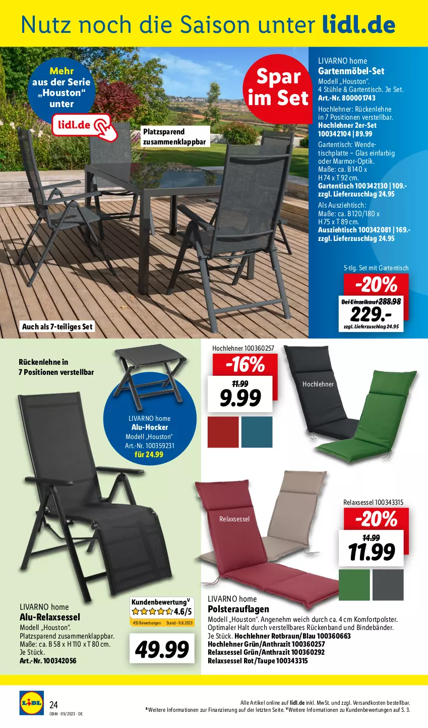 Aktueller Prospekt Lidl - Aktuelle Onlineshop-Highlights - von 01.09 bis 30.09.2023 - strona 24 - produkty: braun, dell, Garten, gartenmöbel, gartentisch, hocker, HP, latte, LG, möbel, Mode, ndk, rel, relaxsessel, rückenlehne, sessel, Stühl, Ti, tisch, tischplatte, ZTE