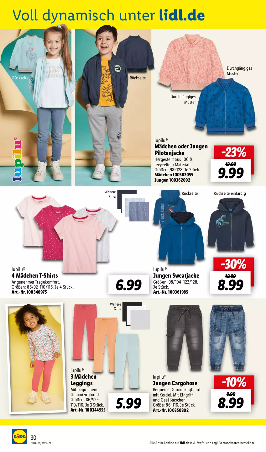 Aktueller Prospekt Lidl - Aktuelle Onlineshop-Highlights - von 01.09 bis 30.09.2023 - strona 30 - produkty: gin, hose, Jacke, leggings, lupilu, ndk, Ria, shirt, shirts, sweatjacke, T-Shirt, Tasche, taschen, Ti