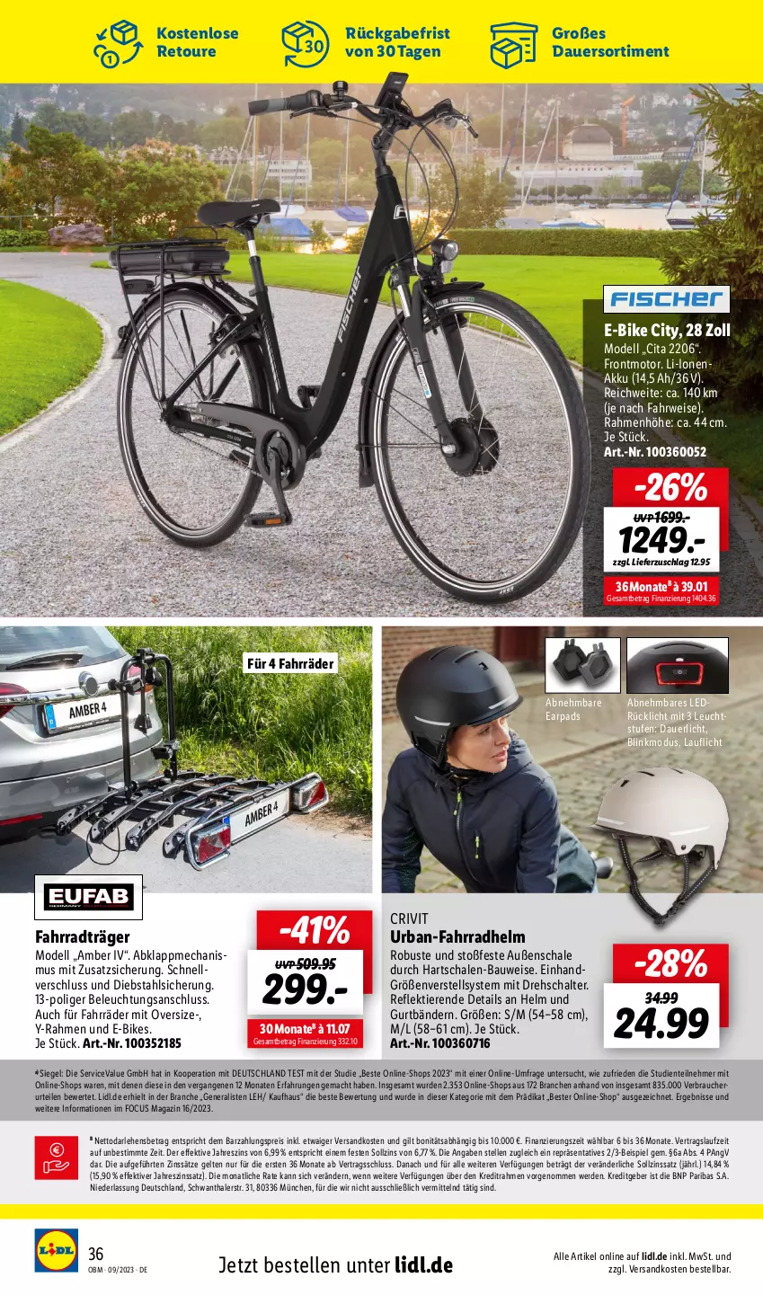 Aktueller Prospekt Lidl - Aktuelle Onlineshop-Highlights - von 01.09 bis 30.09.2023 - strona 36 - produkty: akku, Amber, auer, Bau, beleuchtung, crivit, dell, E-Bike, E-Bikes, eis, elle, ente, erde, Fahrrad, fahrradhelm, mac, magazin, Mode, ndk, Rauch, reis, rücklicht, rwe, Schal, Schale, Ti, Tiere