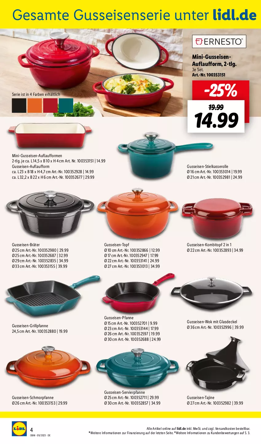 Aktueller Prospekt Lidl - Aktuelle Onlineshop-Highlights - von 01.09 bis 30.09.2023 - strona 4 - produkty: decke, Deckel, eis, Glasdeckel, grill, Grillpfanne, LG, ndk, pfanne, schmorpfanne, stielkasserolle, Ti, topf, wok, ZTE