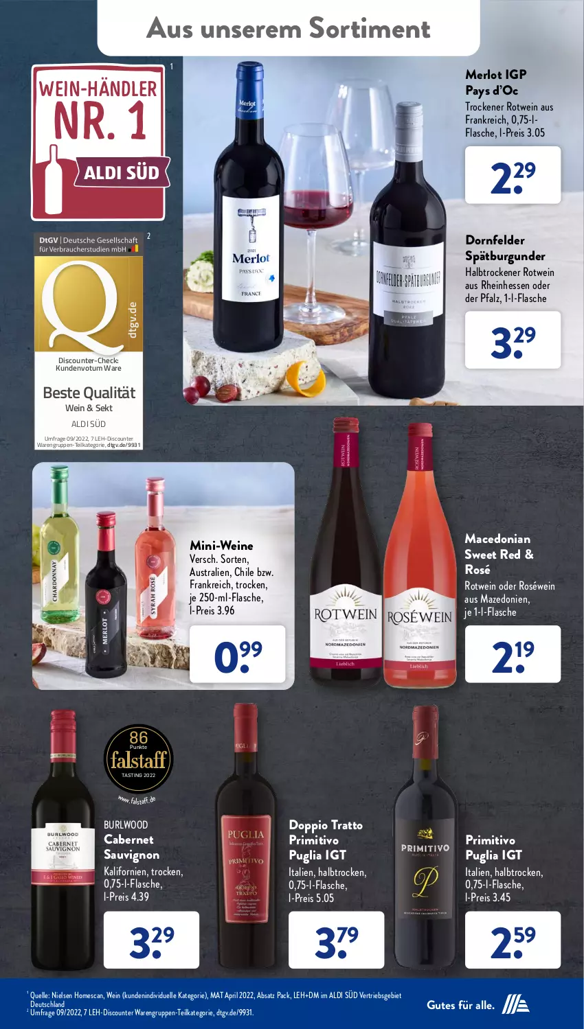 Aktueller Prospekt AldiSud - NÄCHSTE WOCHE - von 03.07 bis 08.07.2023 - strona 37 - produkty: aldi, asti, aust, burgunder, cabernet, cabernet sauvignon, discount, dornfelder, eis, elle, flasche, mac, merl, merlot, pril, primitivo, reis, roséwein, rotwein, sauvignon, sekt, spätburgunder, Ti, wein, weine