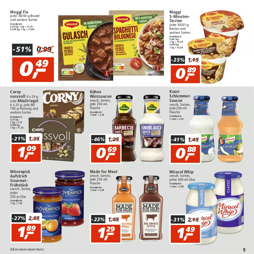 Aktueller Prospekt Real - von 01.08 bis 06.08.2022 - strona 9 - produkty: aufstrich, Becher, beutel, corny, eis, ente, flasche, knorr, Kühne, maggi, maggi fix, miracel, miracel whip, mövenpick, müsli, Müsliriegel, nuss, reis, riegel, sauce, saucen, schlemmersauce, schlemmersaucen, terrine, würzsauce, würzsaucen