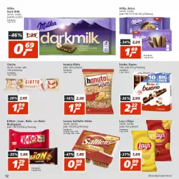 Gazetka promocyjna Real - Gazetka - ważna od 06.08 do 06.08.2022 - strona 12 - produkty: beutel, chips, eis, giotto, hanuta, keks, kekse, Kinder, kinder bueno, kitkat, lion, lorenz, milka, reis, saltletts, Ti