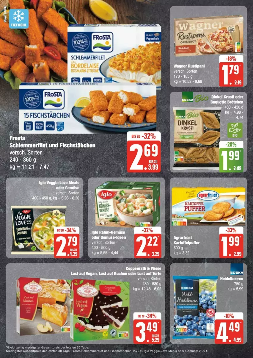 Aktueller Prospekt Edeka - Prospekte - von 22.06 bis 29.06.2024 - strona 12 - produkty: eis, filet, fisch, fischstäbchen, frosta, iglo, kuchen, Lust auf Kuchen, Lust auf Torte, reis, schlemmerfilet, Ti, torte, veggie, ZTE