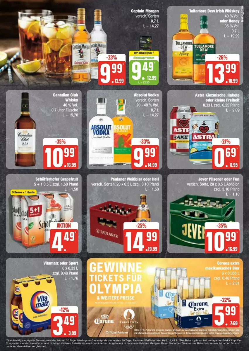 Aktueller Prospekt Edeka - Prospekte - von 22.06 bis 29.06.2024 - strona 19 - produkty: bier, Cap, captain morgan, deka, eis, erde, jever, jever pilsener, leine, Paula, paulaner, pils, pilsener, reis, tee, ZTE