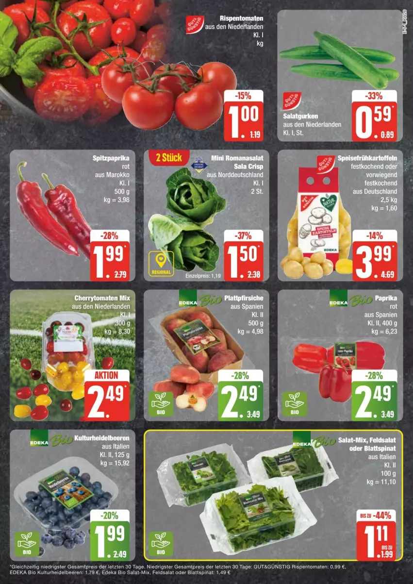 Aktueller Prospekt Edeka - Prospekte - von 22.06 bis 29.06.2024 - strona 5 - produkty: beere, beeren, bio, blattspinat, deka, edeka bio, eis, feldsalat, heidelbeere, heidelbeeren, LG, reis, rispentomaten, salat, spinat, Ti, tomate, tomaten, ZTE