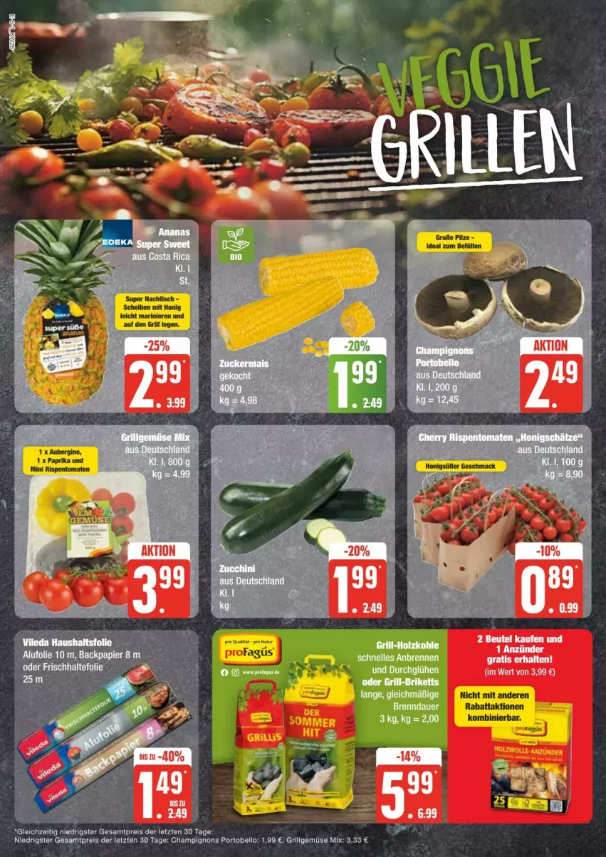 Aktueller Prospekt Edeka - Prospekte - von 22.06 bis 29.06.2024 - strona 6 - produkty: auer, briketts, champignon, champignons, eis, elle, frischhaltefolie, Gemüse Mix, grill, grill-holzkohle, Holz, holzkohle, LG, papier, reis, Ti, ZTE