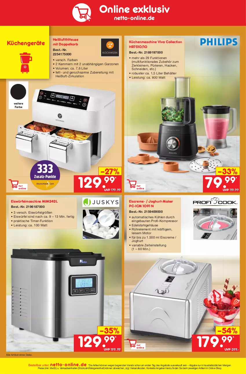 Aktueller Prospekt Netto Marken-Discount - Filial-Angebote - von 19.12 bis 24.12.2022 - strona 48 - produkty: angebot, auto, Bau, Behälter, creme, edelstahl, eis, eiscreme, eiswürfel, fritteuse, Heißluftfritteuse, joghur, joghurt, kompressor, korb, küche, Küchen, küchenmaschine, leine, LG, ndk, reis, rel, Ria, Ti, timer, tisch, würfel, ZTE