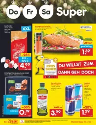 Gazetka promocyjna Netto Marken-Discount - Filial-Angebote - Gazetka - ważna od 24.12 do 24.12.2022 - strona 34 - produkty: aqua, bertolli, bestpreis, drink, eis, energy drink, filet, lachs, lachsfilet, lindor, lindt, natives olivenöl, ndk, olive, oliven, olivenöl, olivenöl extra, red bull, reis, ritter, ritter sport, rwe, schoko, schokolade, Sport, Ti, tisch