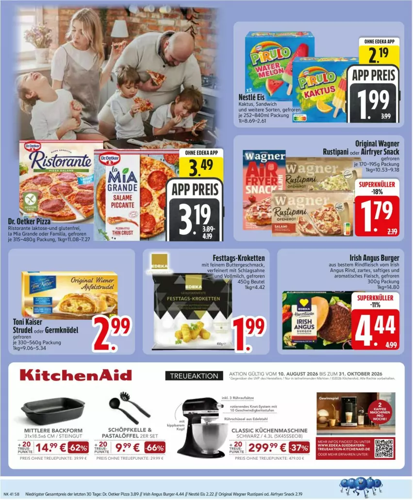 Aktueller Prospekt Edeka - Prospekte - von 05.10 bis 10.10.2026 - strona 10 - produkty: Airfryer, Backform, beutel, burger, butter, deka, Dr. Oetker, eis, elle, fleisch, Germ, gin, Kaiser, Kette, KitchenAid, Knödel, Kroketten, küche, Küchen, küchenmaschine, Löffel, mac, milch, original wagner, pasta, pizza, reis, rind, rindfleisch, ristorante, rustipani, saft, sahne, sandwich, schlagsahne, snack, Strudel, Ti, tisch, vollmilch, wagner, wiener, ZTE