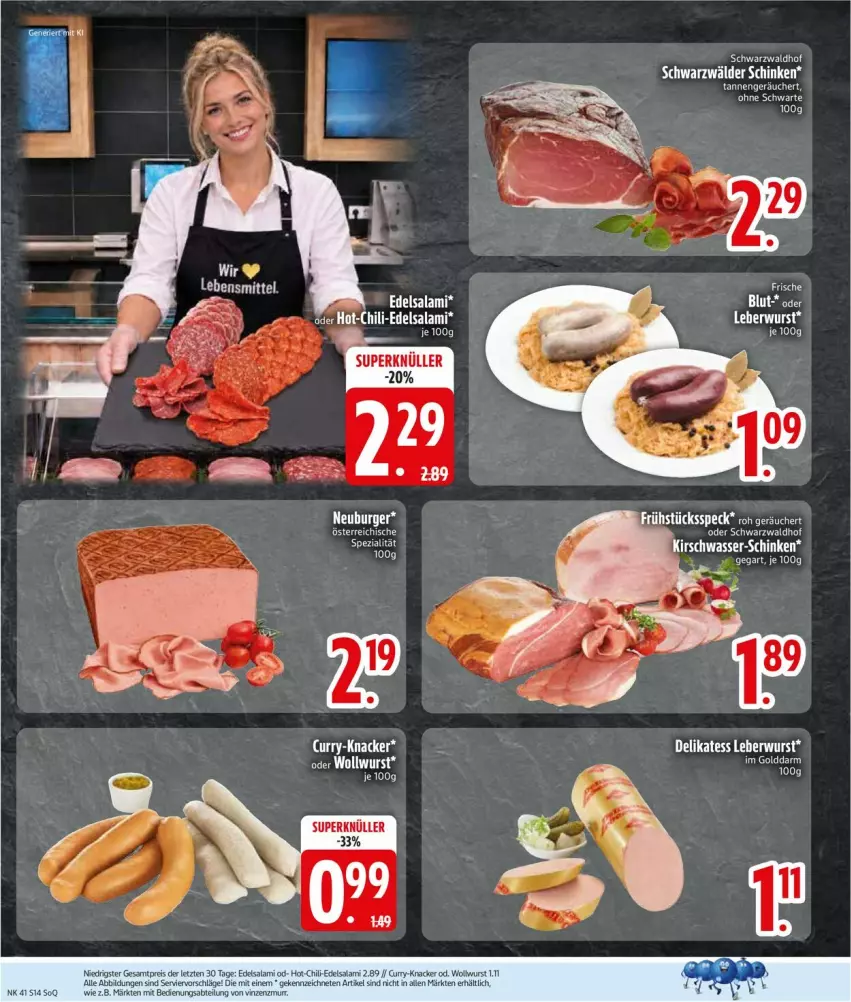 Aktueller Prospekt Edeka - Prospekte - von 05.10 bis 10.10.2026 - strona 16 - produkty: Abtei, burger, chili, curry, Edelsalami, eis, kirsch, knacker, leberwurst, Neuburger, reis, salami, tee, Ti, wasser, wurst, ZTE