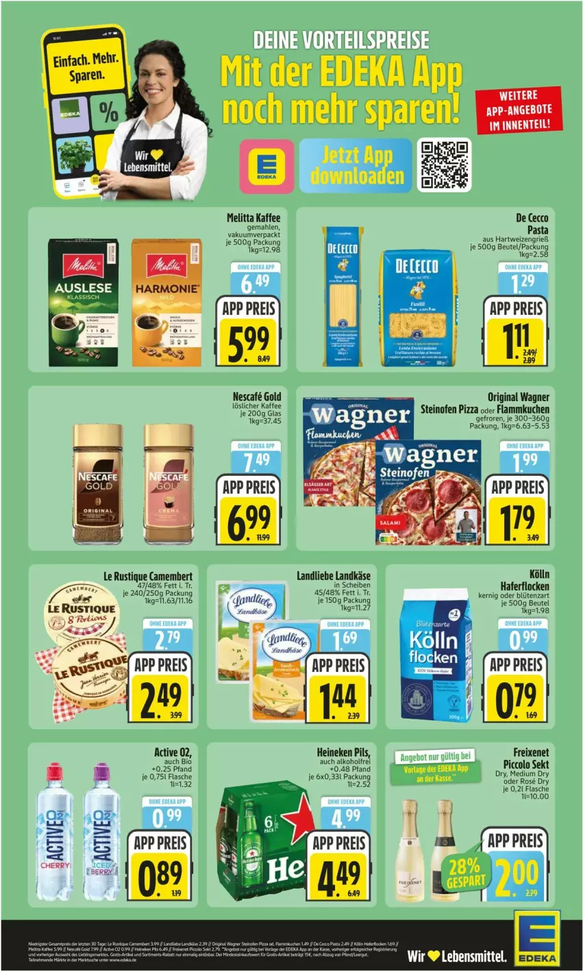 Aktueller Prospekt Edeka - Prospekte - von 05.10 bis 10.10.2026 - strona 2 - produkty: alkohol, angebot, angebote, beutel, bio, camembert, De Cecco, ecco, flammkuchen, flasche, freixenet, gin, hartweizen, heineken, kaffee, Käse, kuchen, lamm, landkäse, Le Rustique, lebensmittel, löslicher kaffee, melitta, ndk, nescafe, Ofen, original wagner, pasta, pils, pizza, sekt, steinofen, steinofen pizza, Ti, wagner