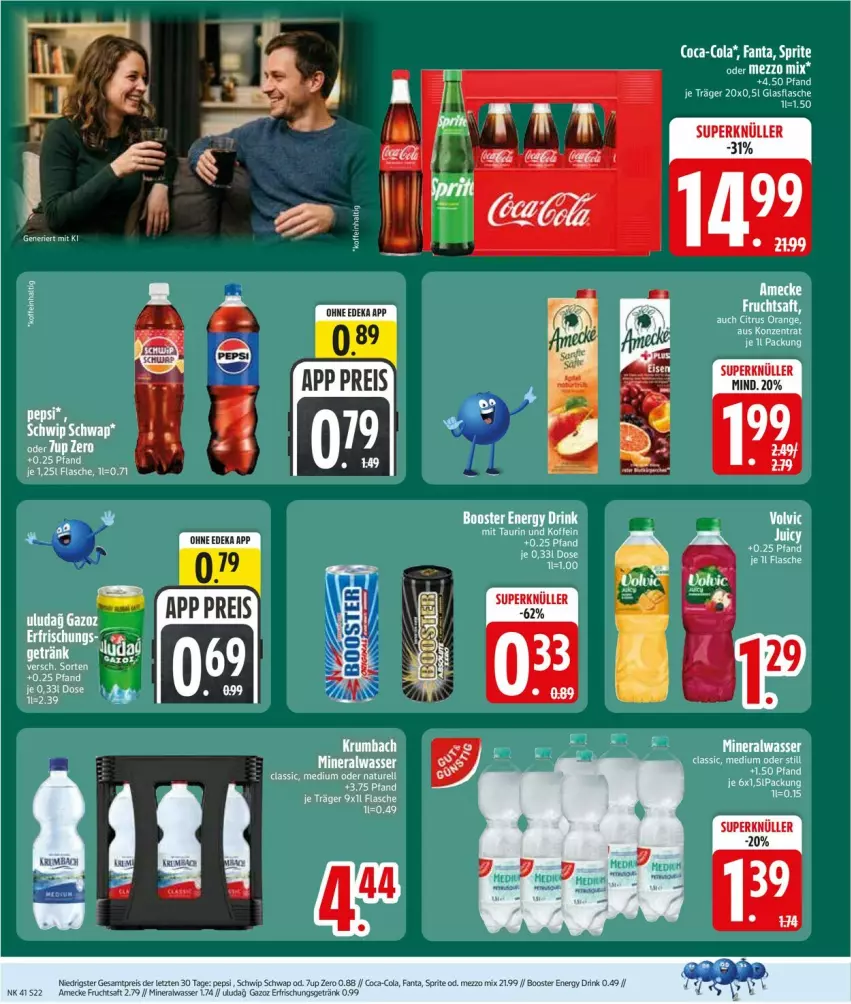 Aktueller Prospekt Edeka - Prospekte - von 05.10 bis 10.10.2026 - strona 24 - produkty: Alwa, amecke, citrus, coca-cola, cola, deka, drink, eis, energy drink, erfrischungsgetränk, fanta, flasche, frucht, fruchtsaft, getränk, glasflasche, Mezzo Mix, mineralwasser, orange, pepsi, reis, saft, Schwip Schwap, sprite, Ti, wasser, ZTE