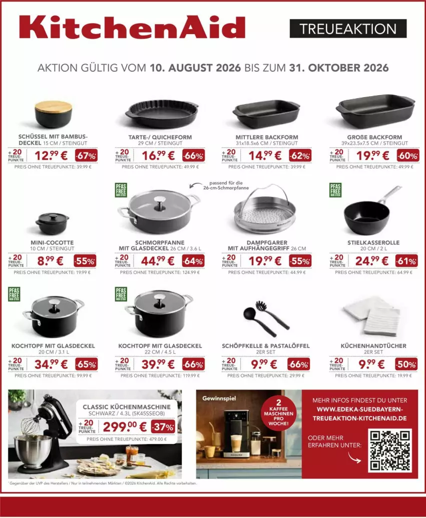 Aktueller Prospekt Edeka - Prospekte - von 05.10 bis 10.10.2026 - strona 28 - produkty: Backform, decke, Deckel, deka, eis, elle, Glasdeckel, handtücher, KitchenAid, Kochtopf, küche, kuchen, Küchen, Löffel, pasta, pfanne, Quiche, reis, schmorpfanne, Ti, topf, tücher