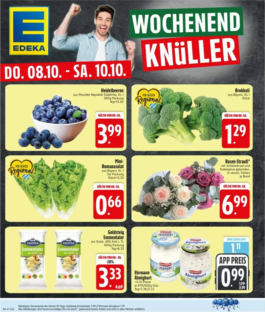 Aktueller Prospekt Edeka - Prospekte - von 05.10 bis 10.10.2026 - strona 30 - produkty: almighur, almighurt, beere, beeren, brokkoli, deka, ehrmann, ehrmann almighurt, eier, eis, emmentaler, goldsteig, heidelbeere, heidelbeeren, Kraut, reis, Romanasalat, rosen, salat, ZTE