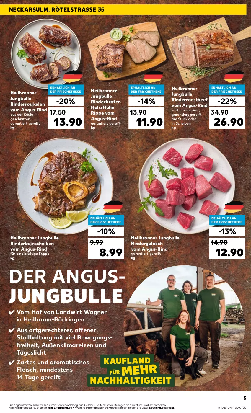 Aktueller Prospekt Kaufland - Extra-Angebote - von 14.12 bis 23.12.2023 - strona 5 - produkty: angebot, angebote, beef, besteck, braten, Bronner, eis, elle, fleisch, geschirr, gulasch, ilag, rind, rinder, rinderbraten, rindergulasch, Rinderroulade, rinderrouladen, roastbeef, rouladen, schnitten, suppe, teller, Ti, tisch, wagner