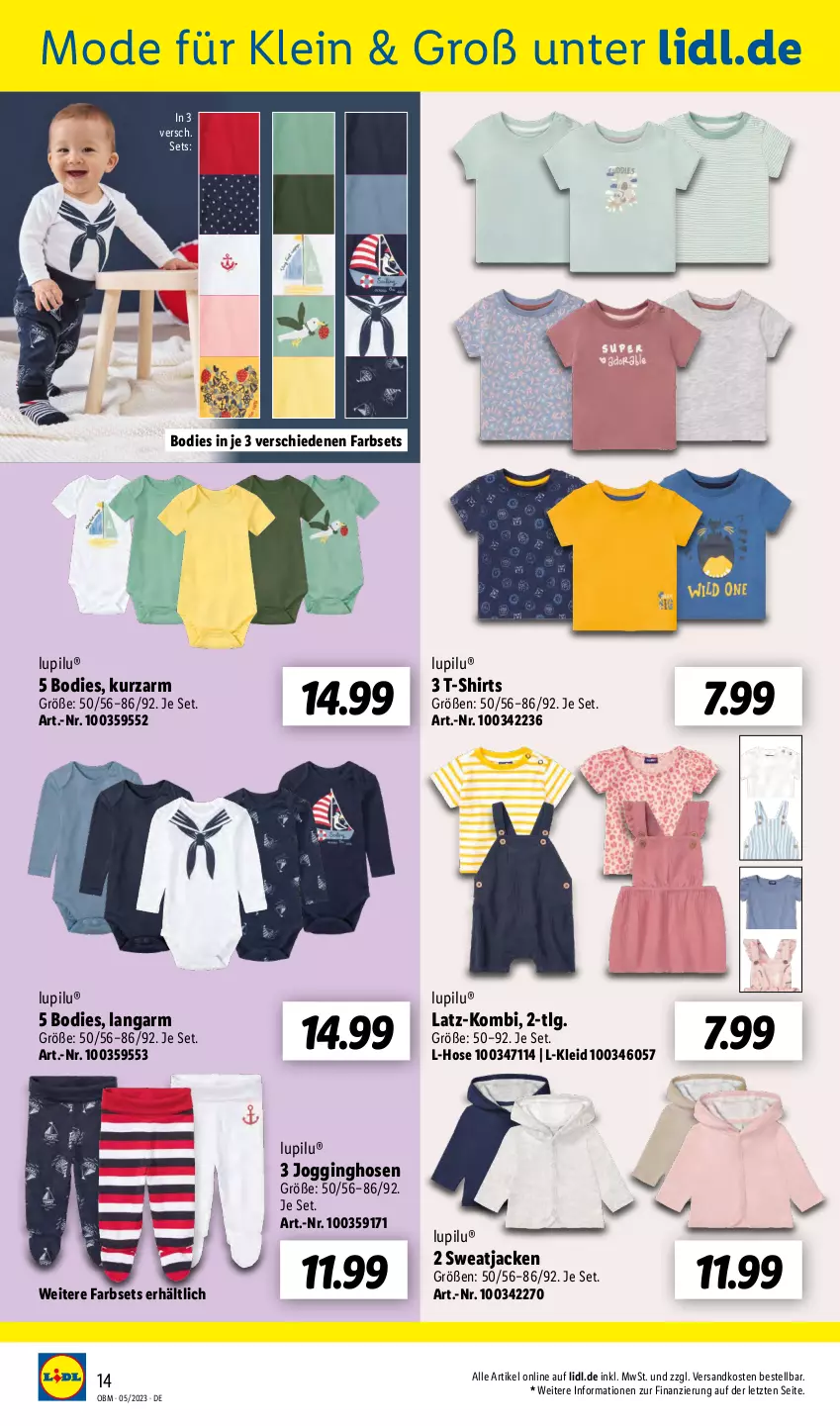 Aktueller Prospekt Lidl - Aktuelle Onlineshop-Highlights - von 01.05 bis 31.05.2023 - strona 14 - produkty: gin, hose, hosen, Jacke, Jogginghose, Jogginghosen, kleid, LG, lupilu, Mode, ndk, shirt, shirts, sweatjacke, T-Shirt, Ti, ZTE