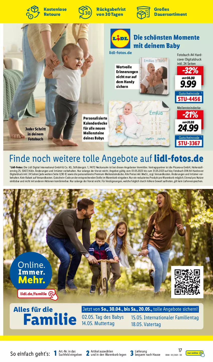 Aktueller Prospekt Lidl - Aktuelle Onlineshop-Highlights - von 01.05 bis 31.05.2023 - strona 17 - produkty: angebot, angebote, auer, buch, decke, din a4, eis, elle, ente, erde, Fotobuch, gutschein, Handy, korb, LG, ndk, Persona, reis, ring, Ti