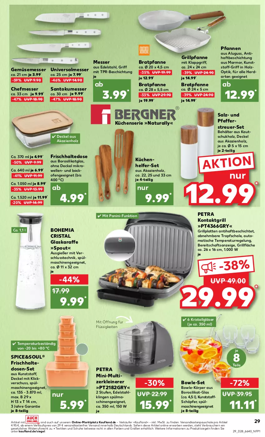 Aktueller Prospekt Kaufland - Prospekt - von 13.07 bis 19.07.2023 - strona 31 - produkty: auto, backofen, Behälter, bowle, bratpfanne, decke, Deckel, edelstahl, eis, elle, erde, frischhaltedosen, Gläser, glaskaraffe, grill, grillfläche, Grillpfanne, grillplatte, herdarten, Holz, Karaffe, kontaktgrill, küche, Küchen, Küchenhelfer, latte, leine, LG, messer, mikrowelle, natur, natura, ndk, Ofen, pfanne, pfannen, pfeffer, Pfefferstreuer, Rauch, reis, salz, Schal, Schale, schuhe, spülmaschinen, Ti, tisch, versandkostenfrei, Zerkleinerer