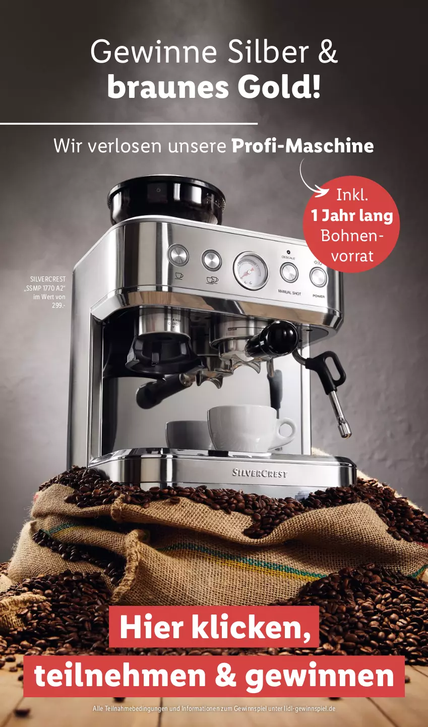 Aktueller Prospekt Lidl - Kaffee Magazin - von 25.09 bis 15.10.2022 - strona 2 - produkty: bohne, bohnen, braun, gewinnspiel, silvercrest, Ti