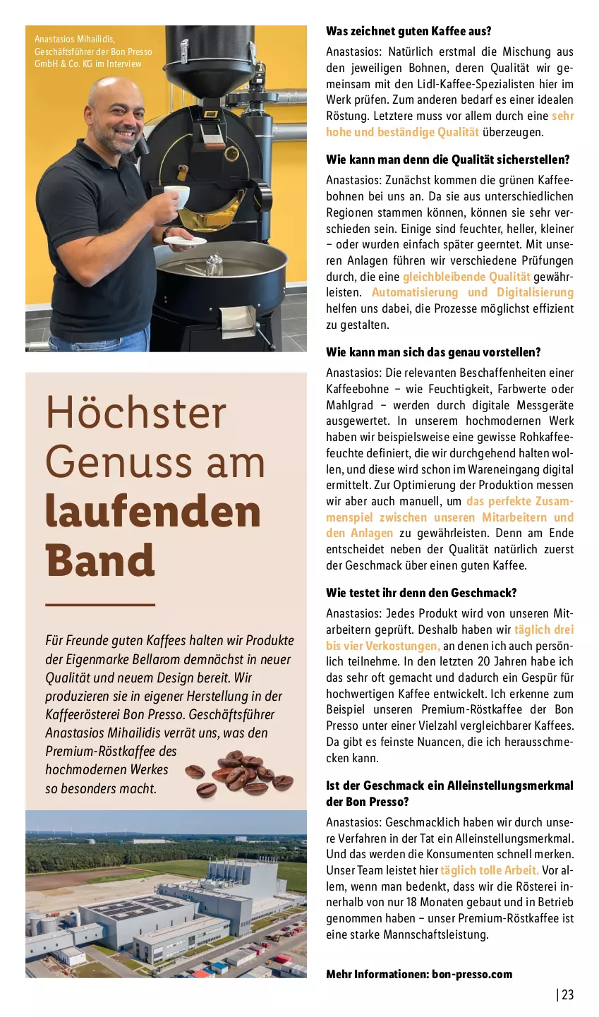 Aktueller Prospekt Lidl - Kaffee Magazin - von 25.09 bis 15.10.2022 - strona 23 - produkty: auto, Bau, bohne, bohnen, eis, elle, ente, erde, kaffee, kaffeebohnen, Laufen, leine, LG, mac, Mode, Nuance, nuss, rel, röstkaffee, Spezi, Ti, WICK, wolle, ZTE