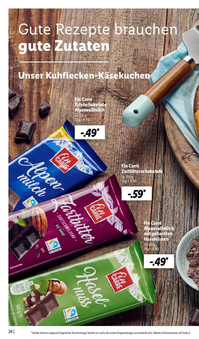 Aktueller Prospekt Lidl - Kaffee Magazin - von 25.09 bis 15.10.2022 - strona 24 - produkty: angebot, Käse, käsekuchen, kuchen, milch, Rauch, rezept, rezepte, schoko, schokolade, tafelschokolade, Ti, vollmilch, Zartbitterschokolade, ZTE