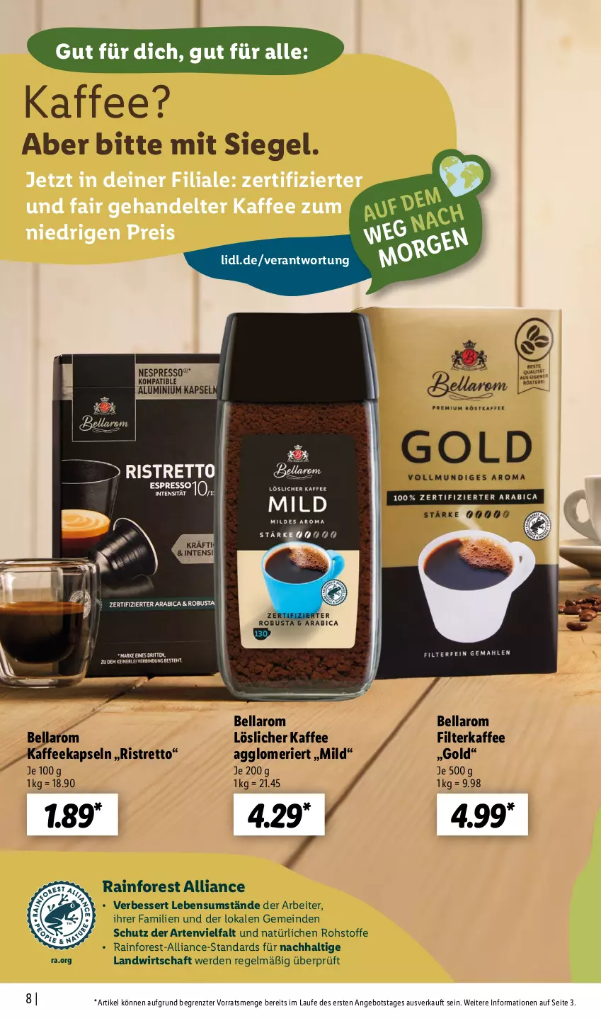 Aktueller Prospekt Lidl - Kaffee Magazin - von 25.09 bis 15.10.2022 - strona 8 - produkty: angebot, eis, erde, filterkaffee, kaffee, kaffeekapseln, löslicher kaffee, reis, Ti, ZTE