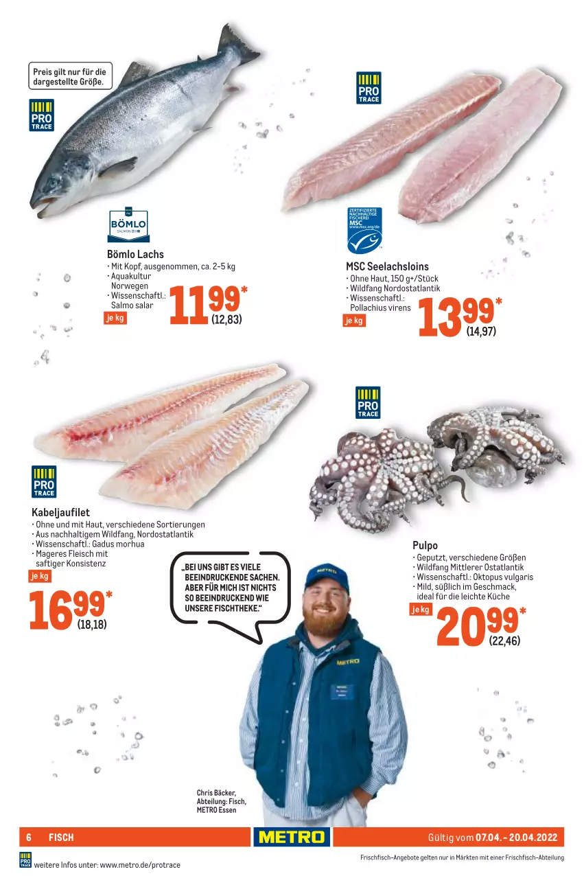 Aktueller Prospekt Metro - GastroJournal - von 07.04 bis 20.04.2022 - strona 6 - produkty: Abtei, angebot, angebote, aqua, eis, filet, fisch, fischtheke, fleisch, frischfisch, kabeljaufilet, küche, lachs, LG, mac, Metro, reis, rwe, sac, saft, Ti, Wild