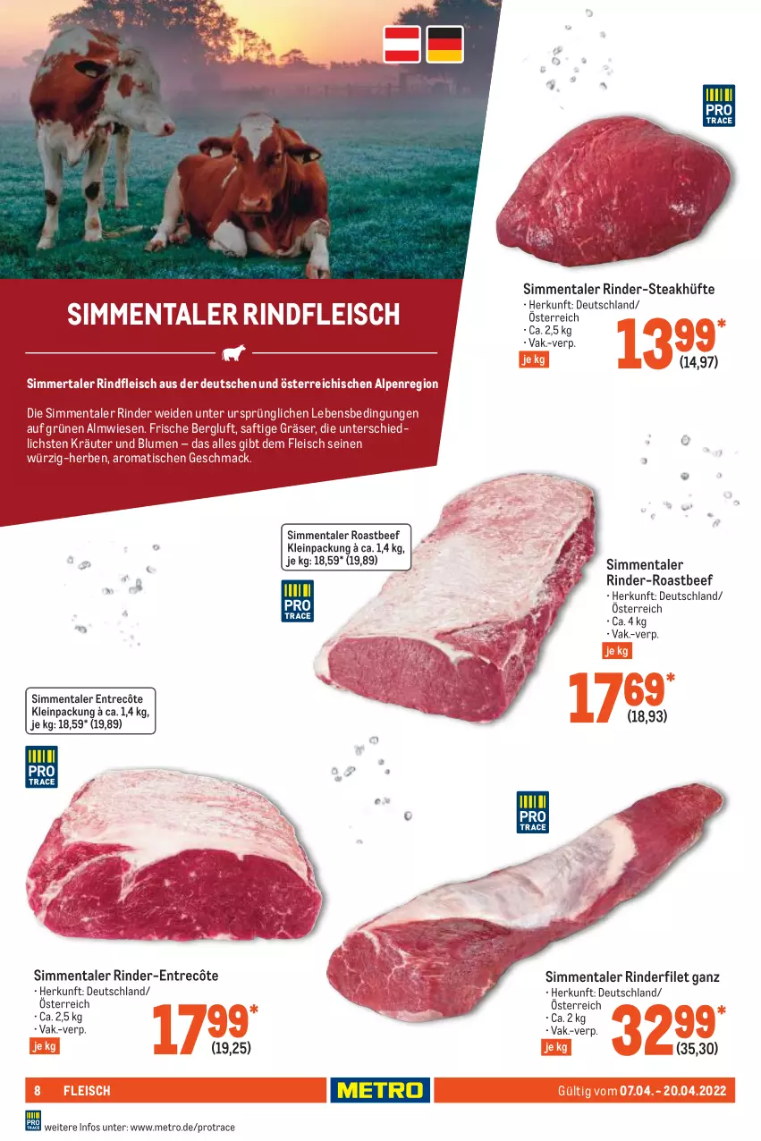 Aktueller Prospekt Metro - GastroJournal - von 07.04 bis 20.04.2022 - strona 8 - produkty: beef, blume, blumen, eis, entrecôte, filet, fleisch, kräuter, mac, Metro, rind, rinder, rinderfilet, rindfleisch, roastbeef, saft, sim, steak, steakhüfte, Ti, tisch