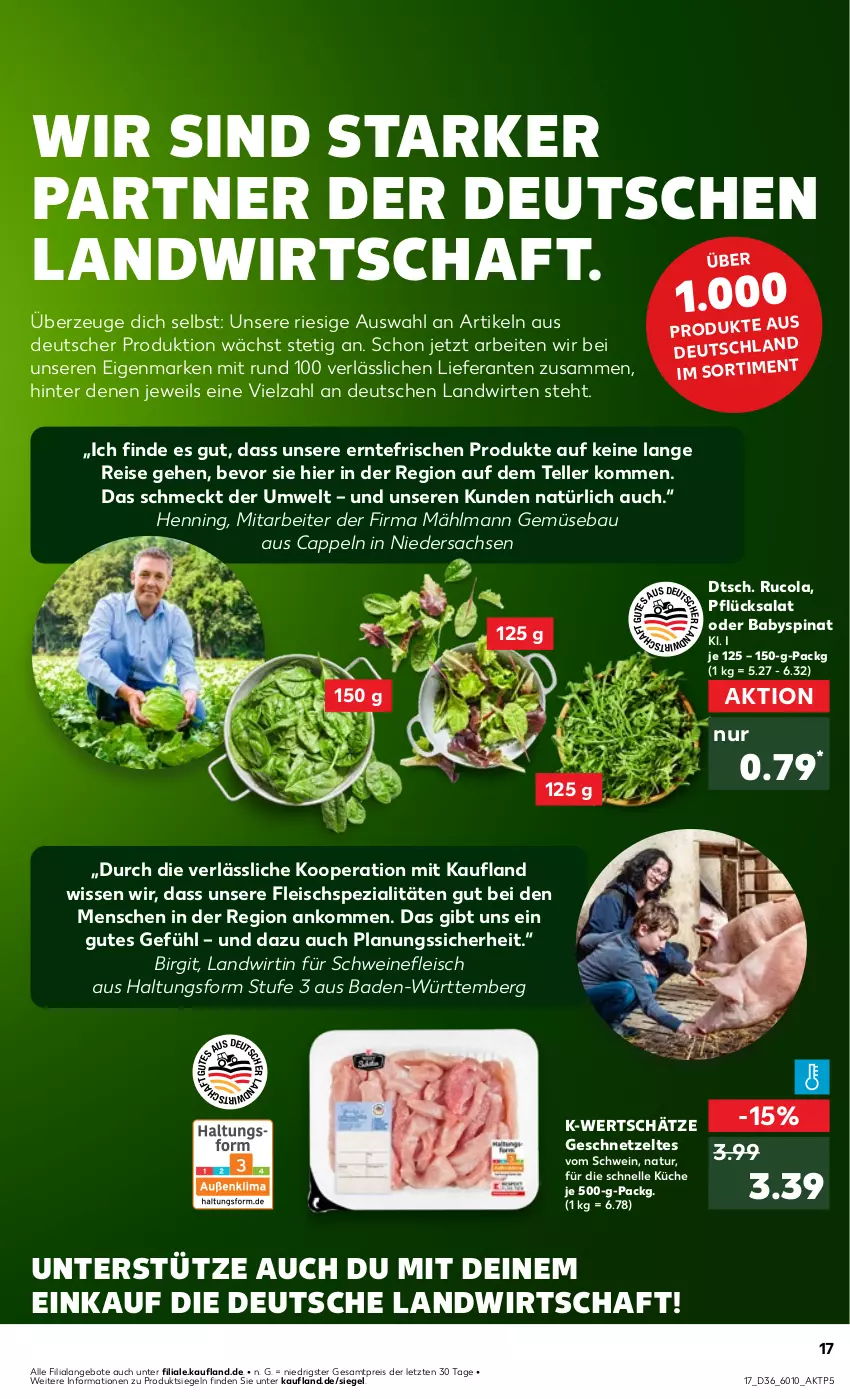 Aktueller Prospekt Kaufland - Prospekt - von 05.09 bis 11.09.2024 - strona 17 - produkty: angebot, angebote, Babyspinat, Bad, Bau, Cap, cola, eis, elle, fleisch, geschnetzeltes, küche, natur, reis, rucola, sac, salat, schwein, schweine, schweinefleisch, Spezi, spinat, teller, Ti, wein, weine, Zelt, ZTE